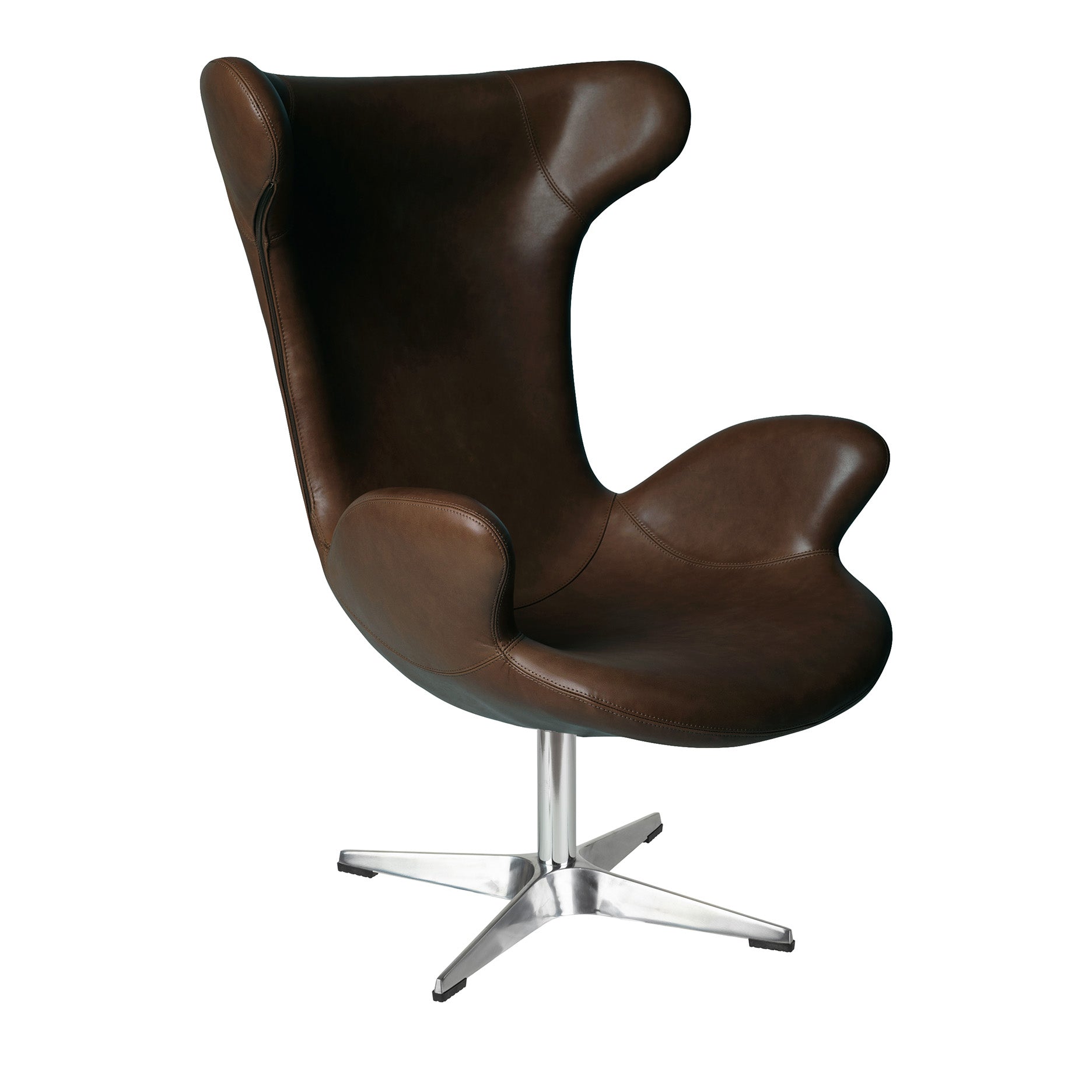 Victor loungestol læder m. chrome drejesokkel